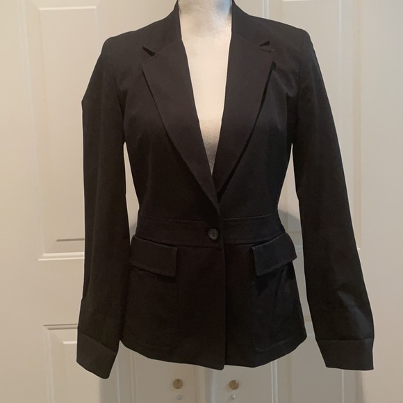 Express Stretch SZ 3/4 Women’s Lined Black One Button Two Pocket Blazer - Picture 4 of 14